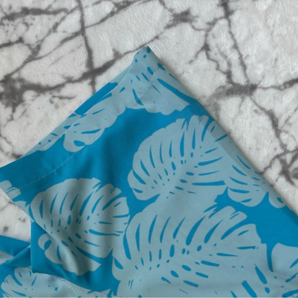 CARRIBEAN JOE Hawaiian Shirt Men's XL Blue Floral Print Lightweight Comfort - Picture 7 of 8